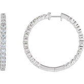14K White Gold 5 CTW Natural Diamond Inside-Outside Hinged 37.8 mm Hoop Earrings