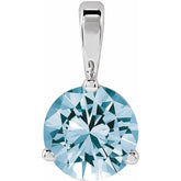 14K White Gold Lab-Grown Aqua Sapphire Pendant