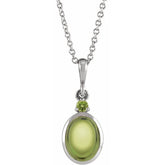 Sterling Silver 8x6 mm Natural Peridot 16-18" Necklace