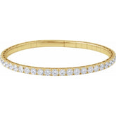 14K Yellow Gold 4 CTW Natural Diamond Flexible Bangle 7" Bracelet