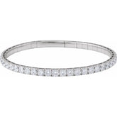 14K White Gold 5 CTW Natural Diamond Flexible Bangle 7" Bracelet