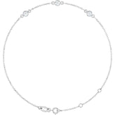 14K White Gold Natural White Sapphire Bezel-Set 3-Stone 6 1/2-7 1/2" Bracelet