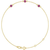 14K Yellow Gold Natural Pink Tourmaline Bezel-Set Three-Stone 6 1/2-7 1/2" Bracelet