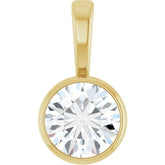 14K Yellow Gold 1/3 CT Natural Diamond Bezel-Set Solitaire Pendant