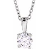 14K White Gold 2 CT Natural Diamond 18" Necklace