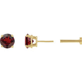 14K Yellow Gold Natural Mozambique Garnet Earring