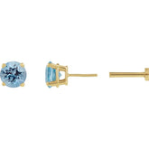 14K Yellow Gold Natural Aquamarine Earring