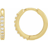 14K Yellow Gold 1/6 CTW Natural Diamond Hinged 10 mm Hoop Earrings
