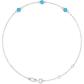 Sterling Silver Natural Aquamarine Bezel-Set 3-Stone 6 1/2-7 1/2" Bracelet