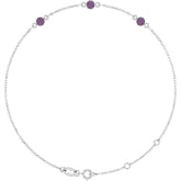 Sterling Silver Lab-Grown Alexandrite Bezel-Set 3-Stone 6 1/2-7 1/2" Bracelet