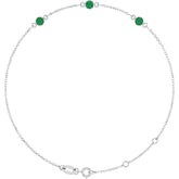 Sterling Silver Natural Emerald Bezel-Set 3-Stone 6 1/2-7 1/2" Bracelet