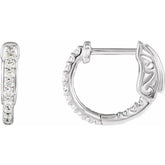 14K White Gold 1/4 CTW Natural Diamond Inside-Outside 14.5 mm Hinged Hoop Earrings