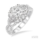 5/8 Ctw Diamond Semi-Mount Engagement Ring in 14K White Gold