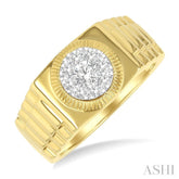 1/2 Ctw Flat Top Lovebright Round Cut Diamond Men's Ring in 14K Yellow and White Gold