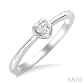 1/5 Ctw Bezel Set Heart Cut Diamond Fashion Ring in 14K White Gold