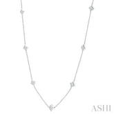 1/2 Ctw Princess Cut Diamond Fashion Station Necklace in 14K White Gold