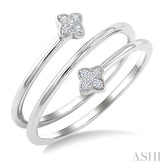 1/20 Ctw Split Double Clover Coil Round Cut Diamond Open Fashion Ring in 10K White Gold