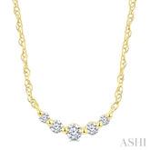 1/20 Ctw Curved Bar Round Cut Diamond Fashion Necklace in 10K Yellow Gold