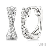 1/6 Ctw Petite Criss Cross Rope and Round Cut Diamond Fashion Huggies in 14K White Gold