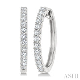 3/4 Ctw Round Cut Diamond Hoop Earrings in 14K White Gold