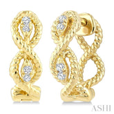 1/20 Ctw Petite Swirl Pattern Round Cut Diamond Fashion Huggie Earrings in 10K Yellow Gold