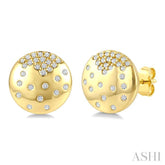 1/5 Ctw Round Cut Diamond Circle Mosaic Stud Earrings in 10K Yellow Gold