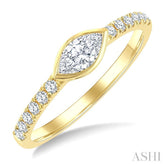 1/2 Ctw Luna Bezel East-West Marquise Cut and Round Cut Diamond Ring in 14K Yellow Gold