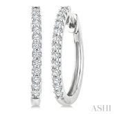 1/3 Ctw Round Cut Diamond Hoop Earrings in 14K White Gold