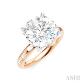 1/3 Ctw Akari Circular Shape, Baguette and Round Cut Diamond Semi Mount Engagement Ring in 14K Rose and White Gold