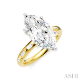 1/4 Ctw Marquise Shape Baguette and Round Cut Diamond Semi-Mount Engagement Ring in 14K Yellow and White Gold