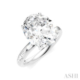 1/3 Ctw Oval Shape Baguette and Round Cut Diamond Semi-Mount Engagement Ring in 14K White Gold