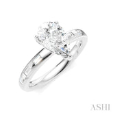 1/4 Ctw Pear Shape Baguette and Round Cut Diamond Semi-Mount Engagement Ring in 14K White Gold