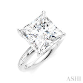 1/3 Ctw Princess Shape Baguette and Round Cut Diamond Semi-Mount Engagement Ring in 14K White Gold