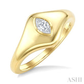 1/5 Ctw Marquise Cut Golden Glow Diamond Fashion Signet Ring in 10K Yellow Gold