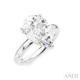 1/3 Ctw Pear Shape Baguette and Round Cut Diamond Semi-Mount Engagement Ring in 14K White Gold