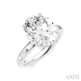 1/3 Ctw Oval Shape Baguette and Round Cut Diamond Semi-Mount Engagement Ring in 14K White Gold