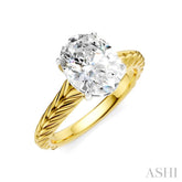 1/20 Ctw Oval Shape Round Cut Diamond Semi-Mount Engagement Ring in 14K Yellow and White Gold
