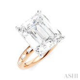 1/3 Ctw Emerald Shape Baguette and Round Cut Diamond Semi-Mount Engagement Ring in 14K Rose and White Gold