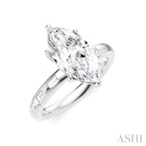 1/4 Ctw Marquise Shape Baguette and Round Cut Diamond Semi-Mount Engagement Ring in 14K White Gold