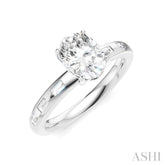 1/4 Ctw Oval Shape Baguette and Round Cut Diamond Semi-Mount Engagement Ring in 14K White Gold