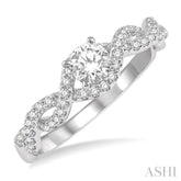 1/5 Ctw Entwined Semi-Mount Round Center Diamond Engagement Ring in 14K White Gold