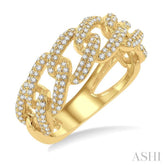 1/2 Ctw Free Form Round Cut Diamond Cuban Ladies Ring in 14K Yellow Gold