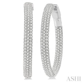 1 Ctw Close Knit Round Cut Diamond Hoop Earrings in 14K White Gold