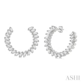 3/4 Ctw Graduated Baguette Diamond Hoop Earrings in 14K White Gold