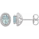 Sterling Silver Natural Aquamarine & .025 CTW Natural Diamond Earrings