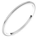 14K White Gold 1 mm Lightweight Half Round Band Size 8