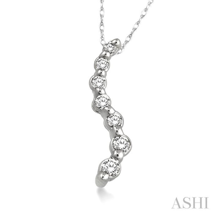 1/10 Ctw Swirl Journey Diamond Pendant in 14K White Gold with Chain 1/10 Ctw Swirl Journey Diamond Pendant in 14K White Gold with Chain