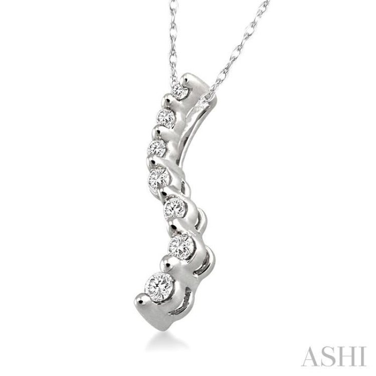 1/10 Ctw Swirl Journey Diamond Pendant in 14K White Gold with Chain 1/10 Ctw Swirl Journey Diamond Pendant in 14K White Gold with Chain