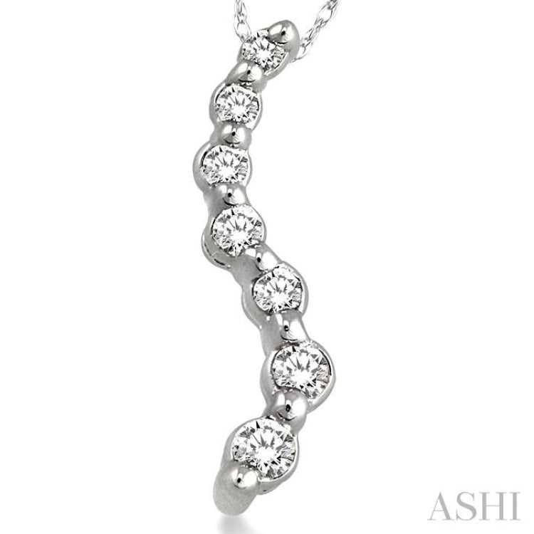 1/10 Ctw Swirl Journey Diamond Pendant in 14K White Gold with Chain 1/10 Ctw Swirl Journey Diamond Pendant in 14K White Gold with Chain