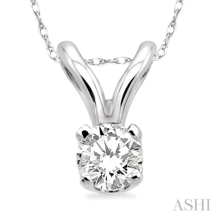 1/10 Ctw Round Cut Diamond Solitaire Pendant in 14K White Gold with Chain 1/10 Ctw Round Cut Diamond Solitaire Pendant in 14K White Gold with Chain